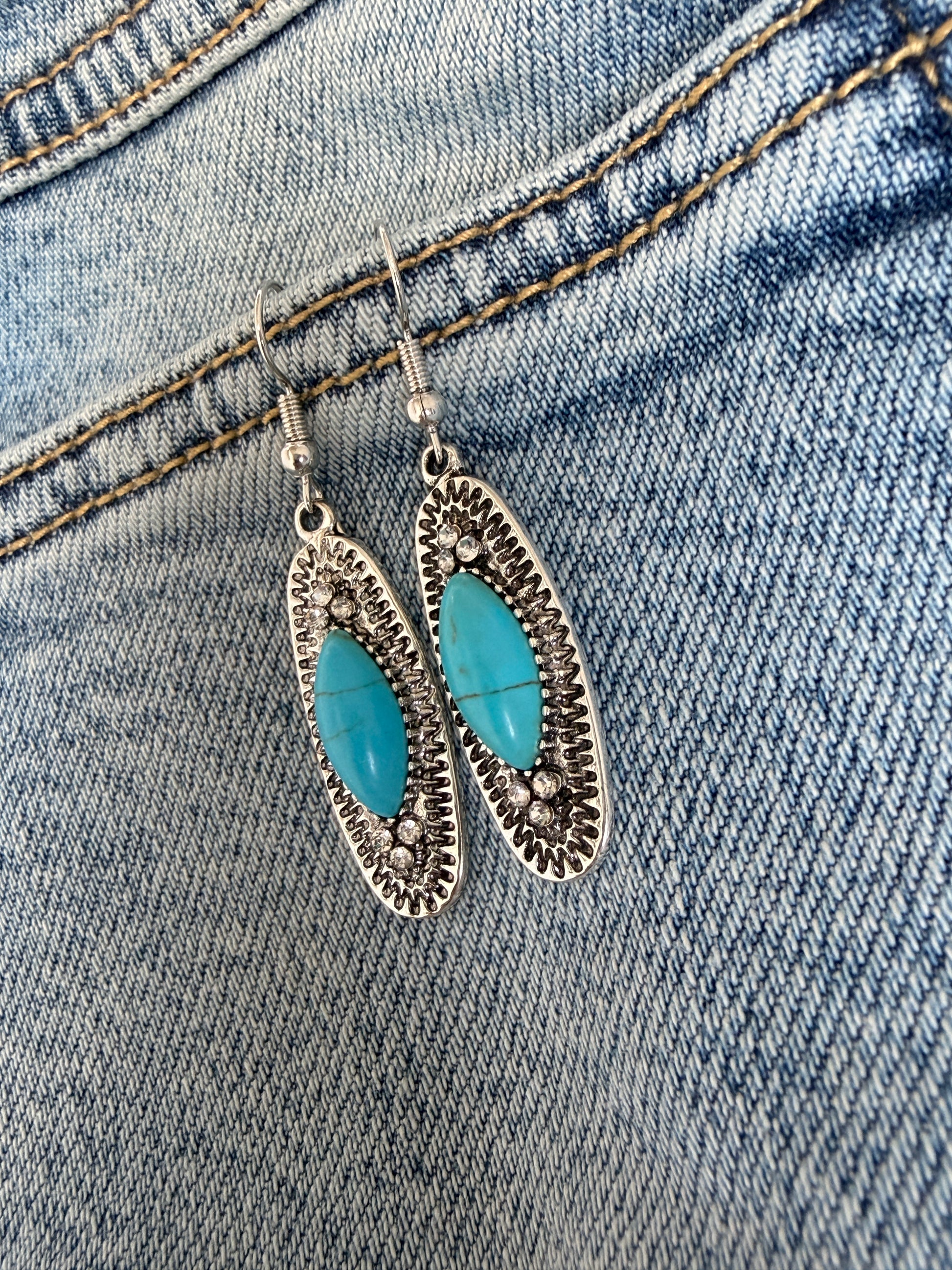 Western Sky Oval Stone Earrings - Buttercup Lynne Boutique