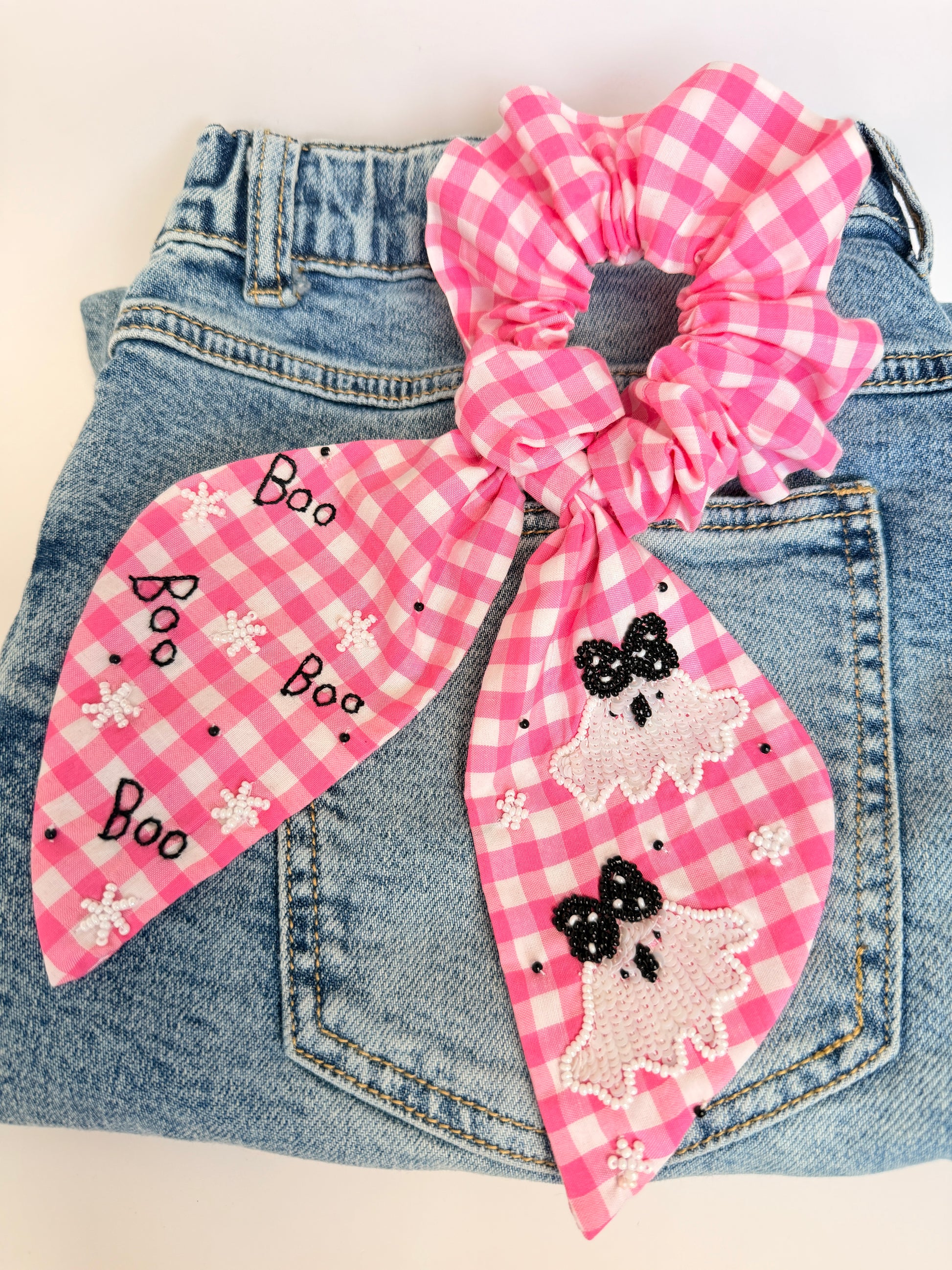 Ghosty Pink Gingham Scrunchie - Buttercup Lynne Boutique