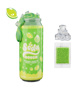 Mountain Fizz lime green scented fidget dough in soda can with mix-ins