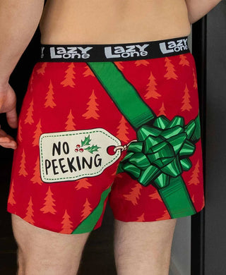 Lazy One No Peeking Men's Christmas Boxer Shorts