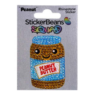 Stickerbeans Squad Peanut rhinestone sticker featuring cute smiling peanut butter jar