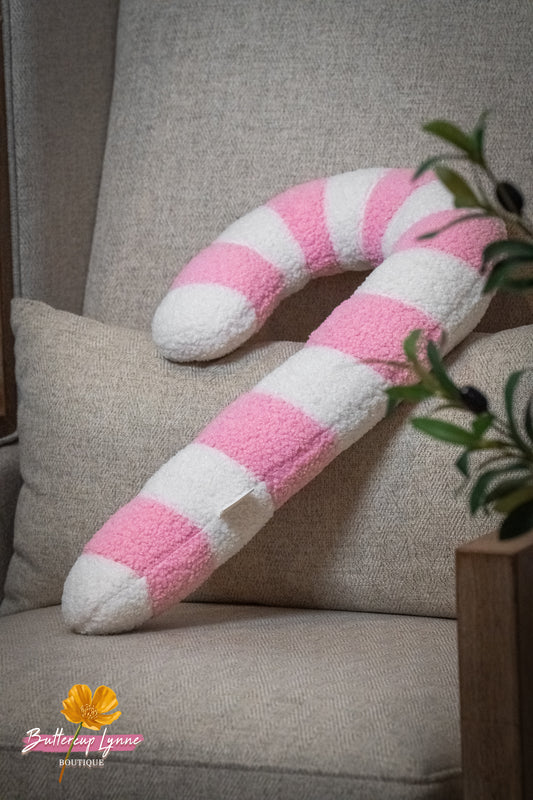 Pink Sugar Candy Cane Pillow | Buttercup Lynne
