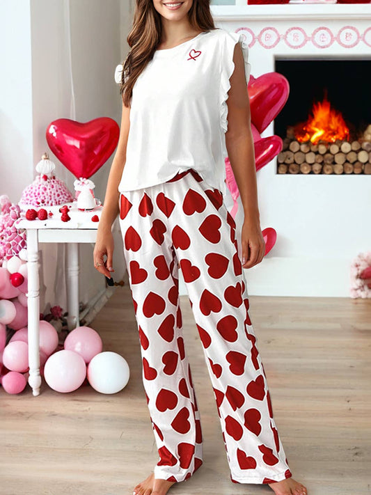 Heart Pant Valentines PJs - Buttercup Lynne Boutique