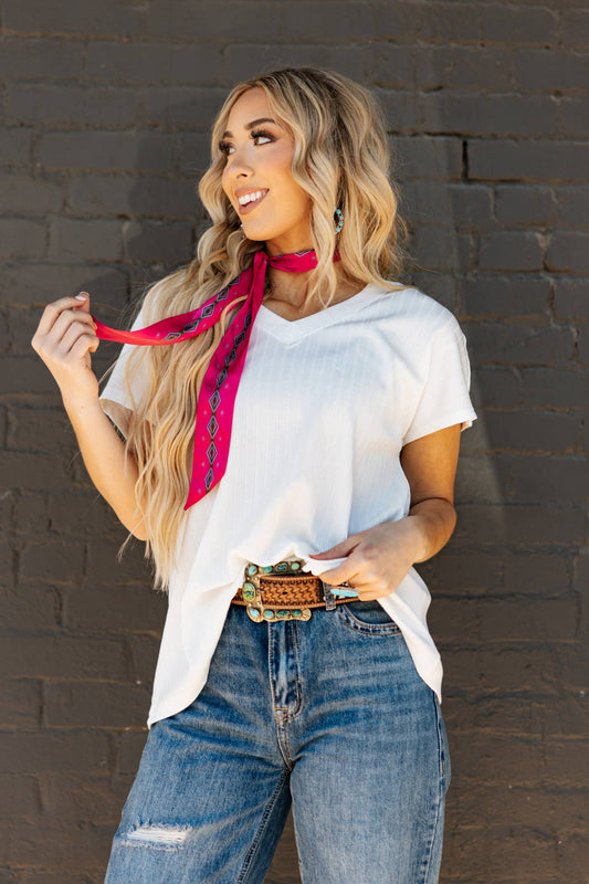 Casual Thick Ribbed V Neck Top