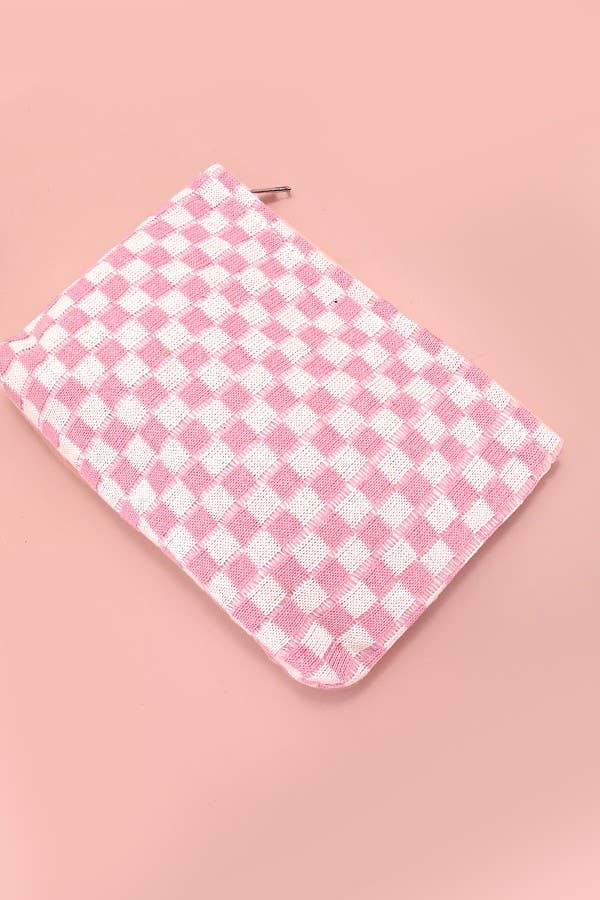 Checkered Cosmetic Makeup Pouch Clutch Bag - Buttercup Lynne Boutique