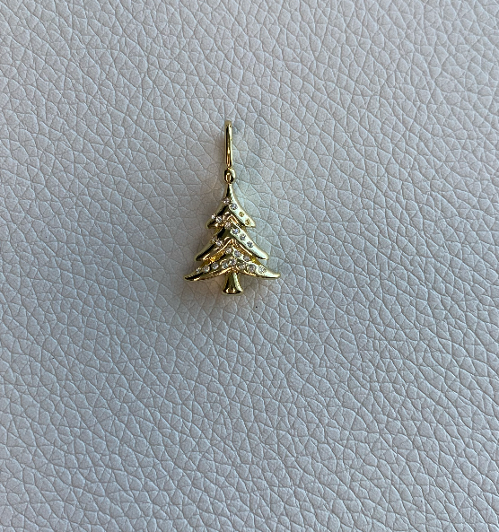 Christmas Tree Charm in Bright White Crystal - Buttercup Lynne Boutique