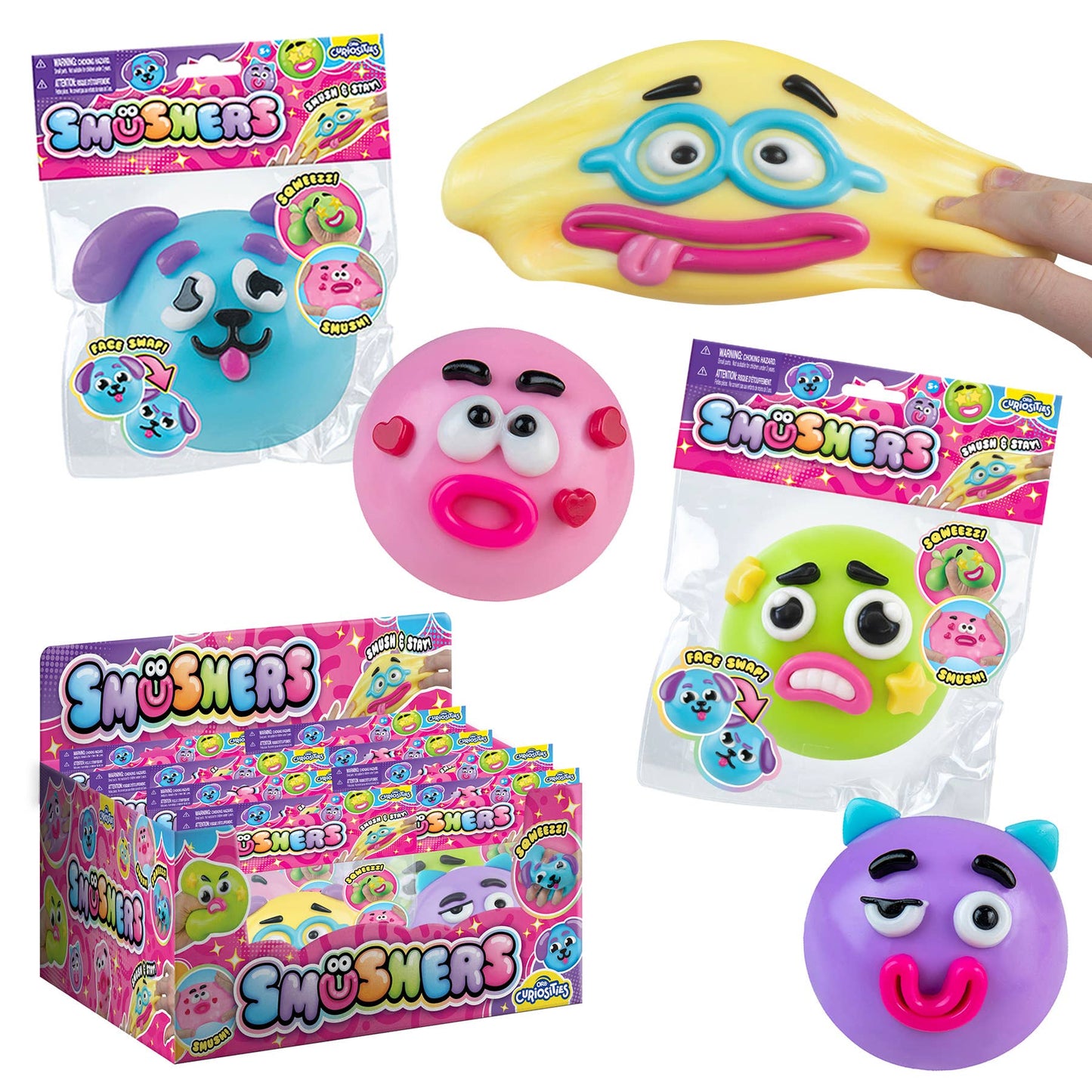 Smushers toys with packaging on a white background
