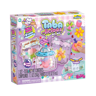 Box of Taba Dlicious toy kit with colorful graphics and text on a white background