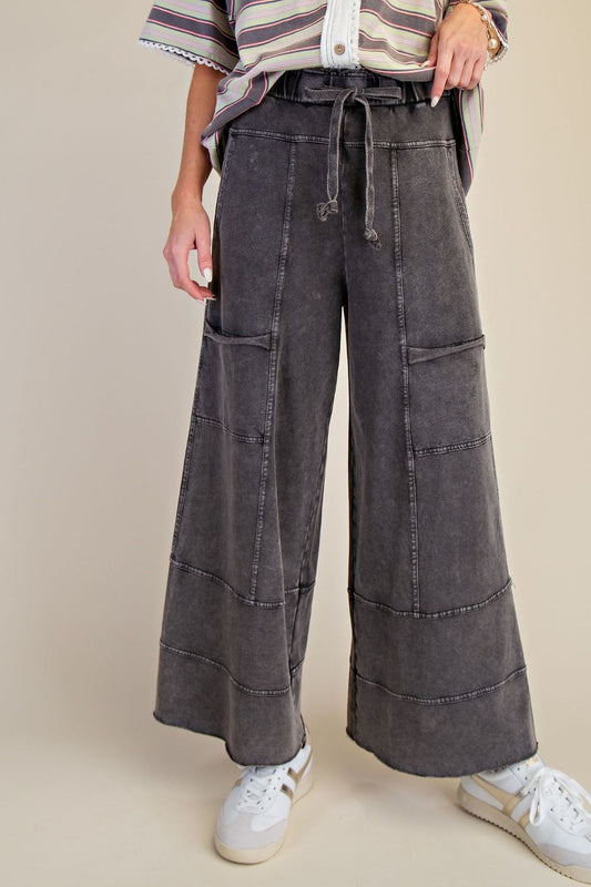 Easel Mineral Washed Boho Wide Leg Pants Plus Size