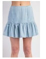 Easel Twill Ruffle Mini Skirt