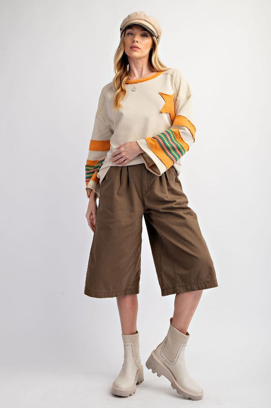 Easel Washed Twill Midi Pants