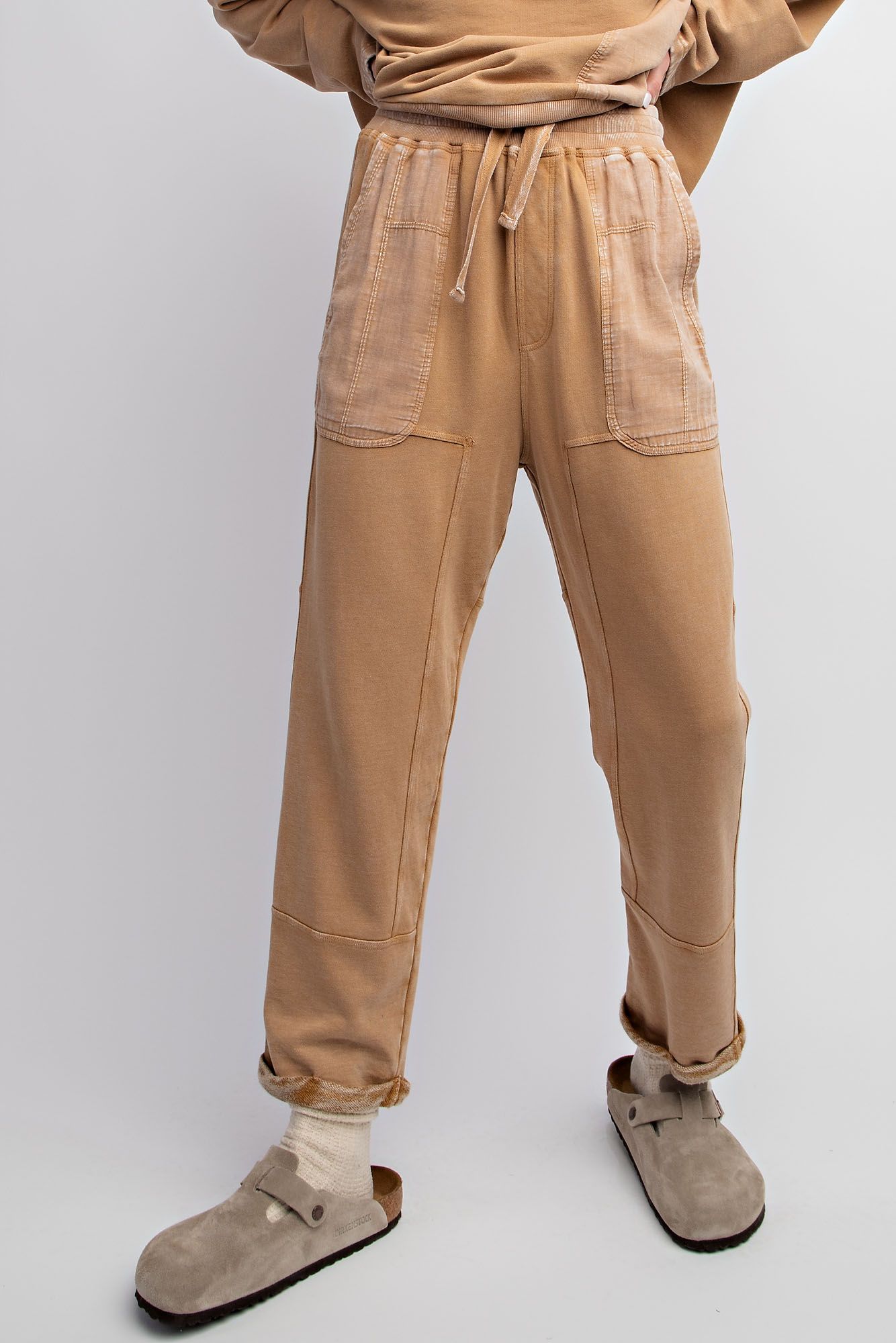 Mineral Washed Joggers - Camel - Buttercup Lynne Boutique