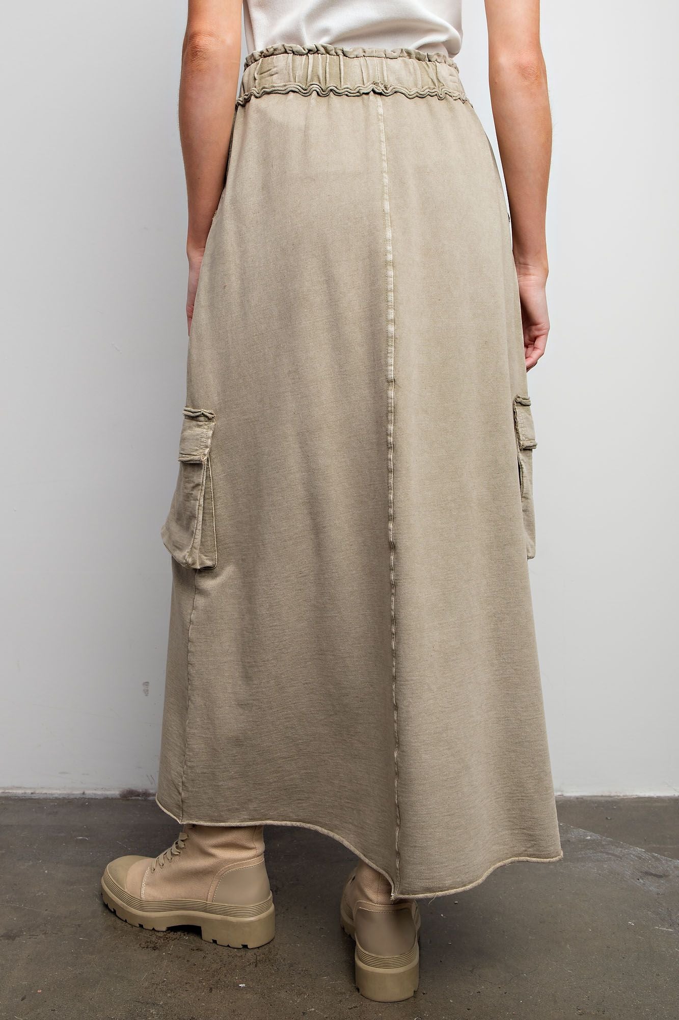 Mineral Washed Cargo Skirt in Mushroom - Plus - Buttercup Lynne Boutique