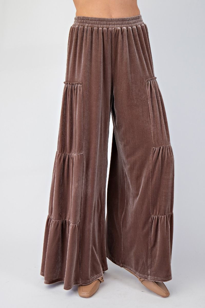 Without A Trace Velvet Tiered Pants - Buttercup Lynne Boutique
