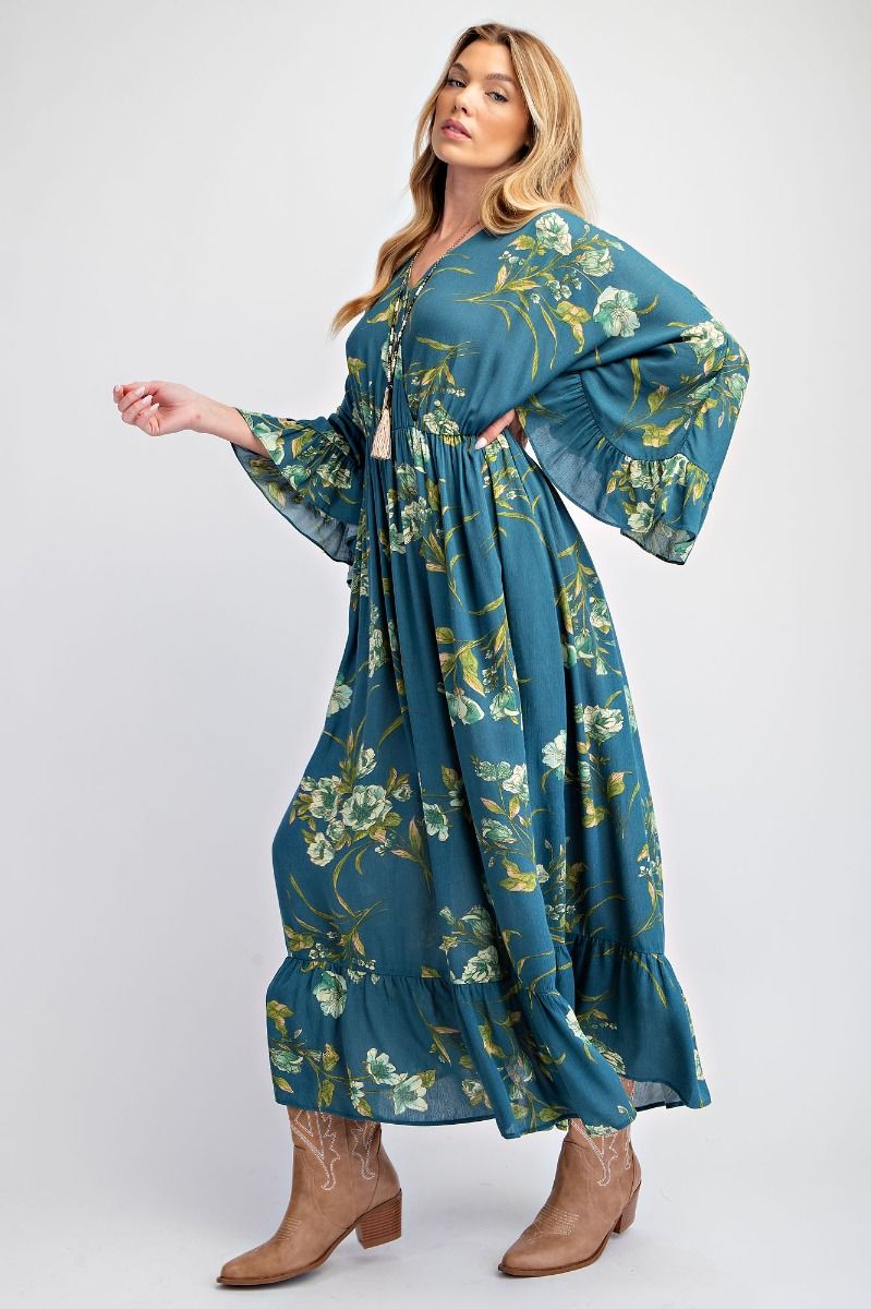 Beautiful Soul Floral Print Maxi Dress - Buttercup Lynne Boutique