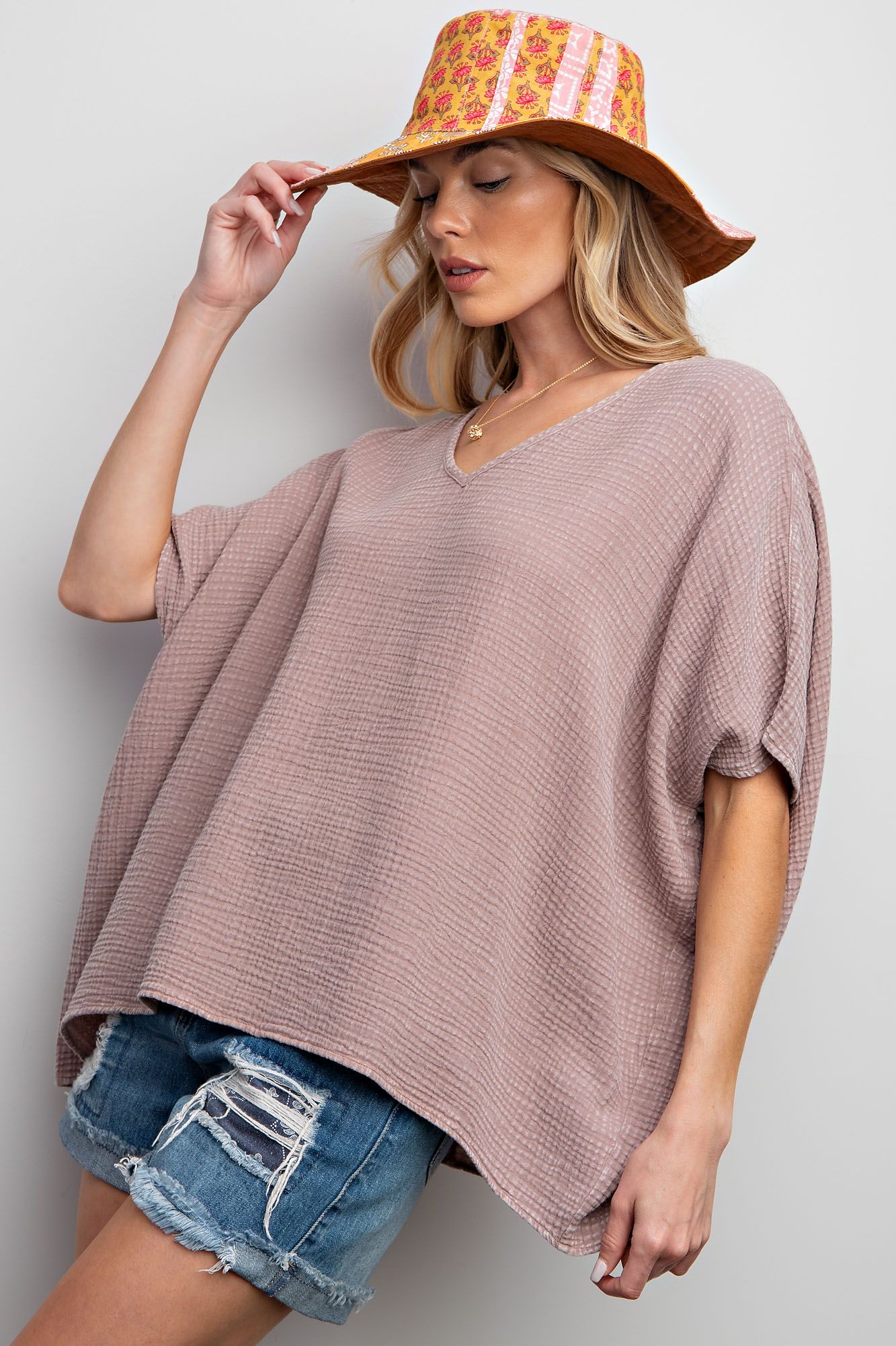 Cotton Gauze Top - Mineral Washed Regular and Plus - Buttercup Lynne Boutique