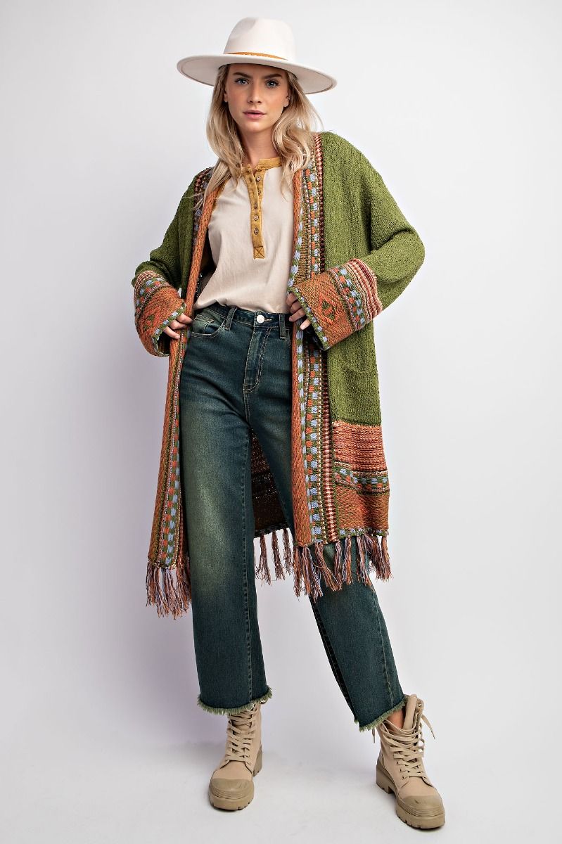 Ethnic-Inspired Cardigan Sweater - Regular Size - Buttercup Lynne Boutique