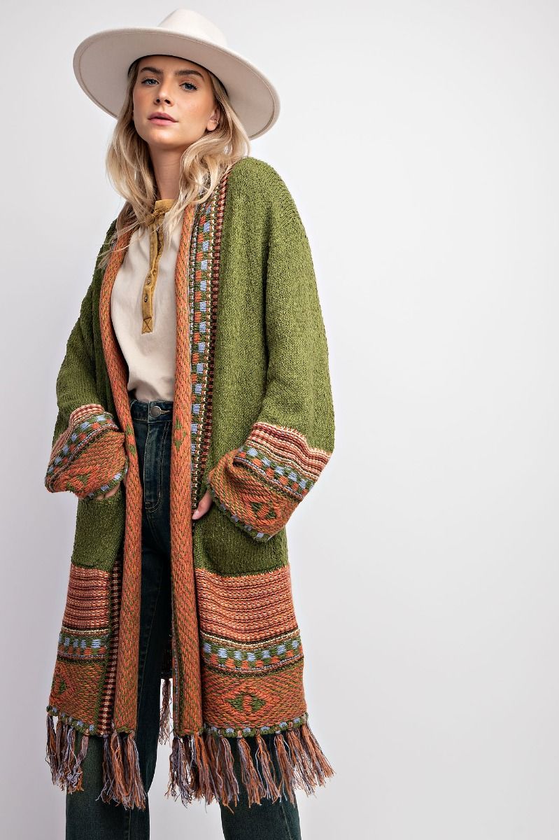 Ethnic-Inspired Cardigan Sweater - Regular Size - Buttercup Lynne Boutique