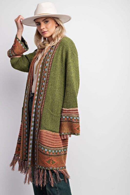 Ethnic-Inspired Cardigan Sweater - Regular Size - Buttercup Lynne Boutique