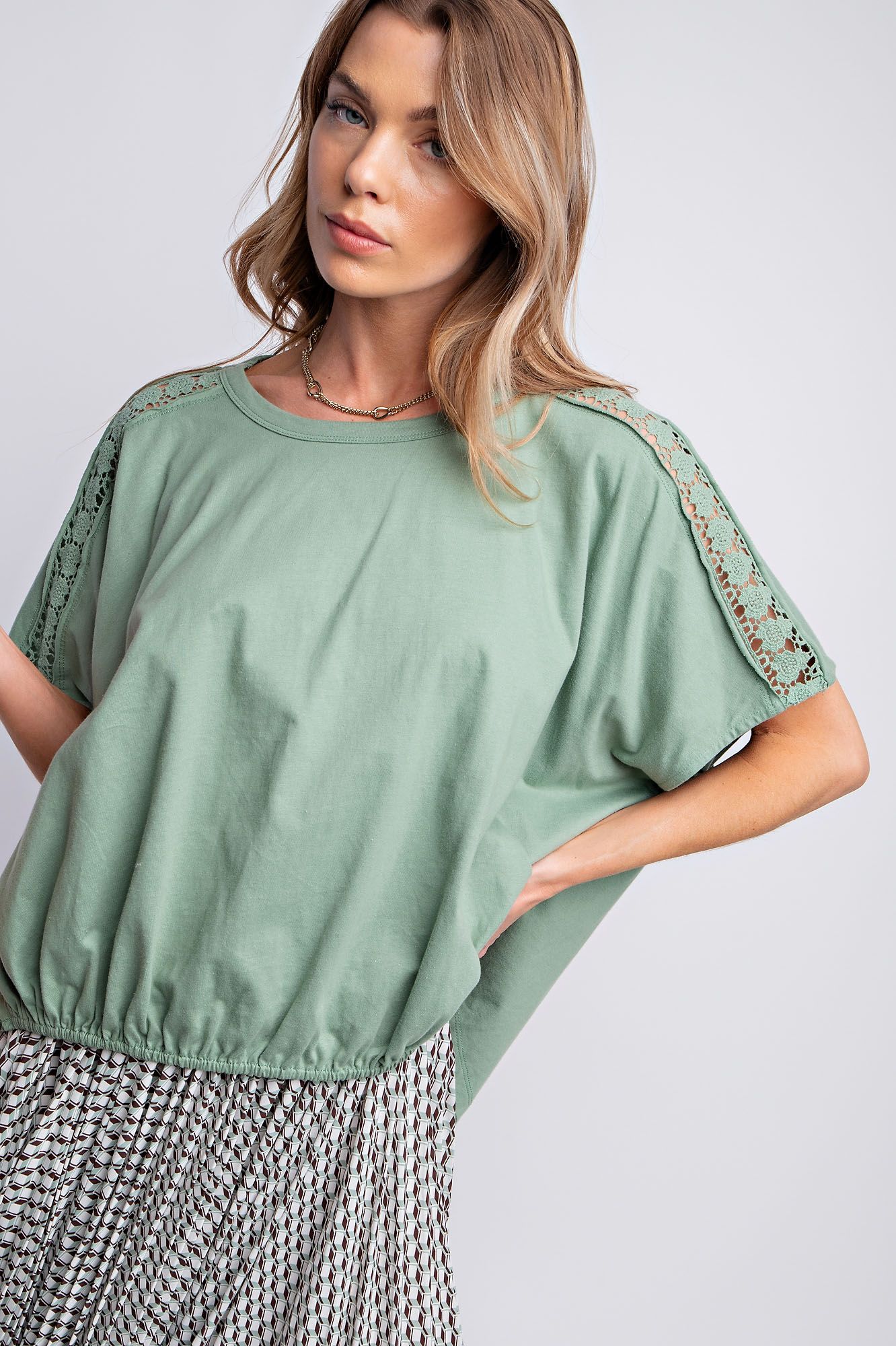 Crochet Lace Jersey Top - Buttercup Lynne Boutique