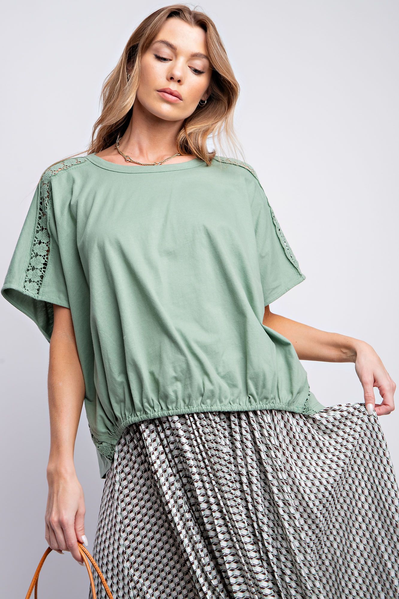 Crochet Lace Jersey Top - Buttercup Lynne Boutique