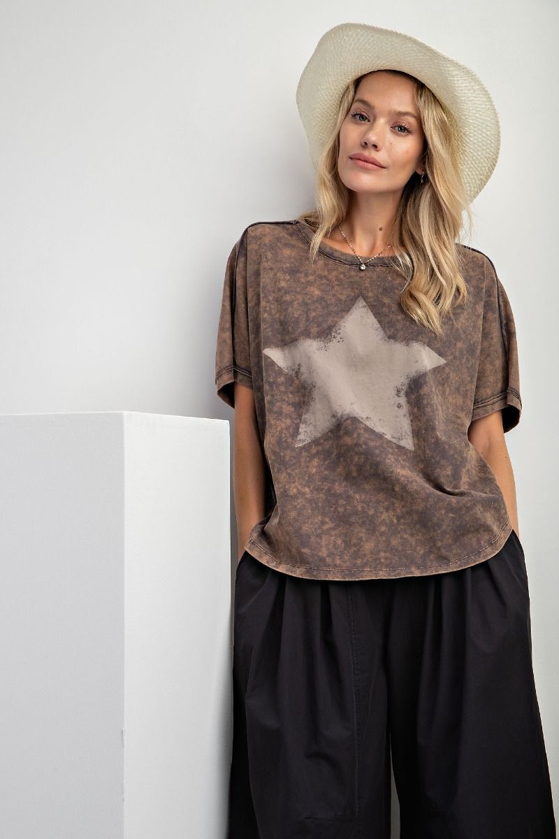Star Mineral Washed Top - Regular and Plus - Buttercup Lynne Boutique