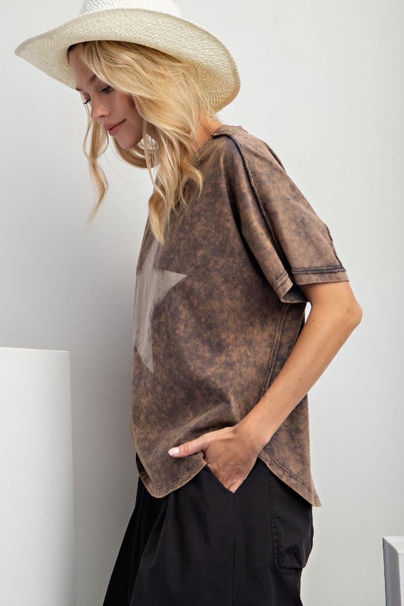 Star Mineral Washed Top - Regular and Plus - Buttercup Lynne Boutique