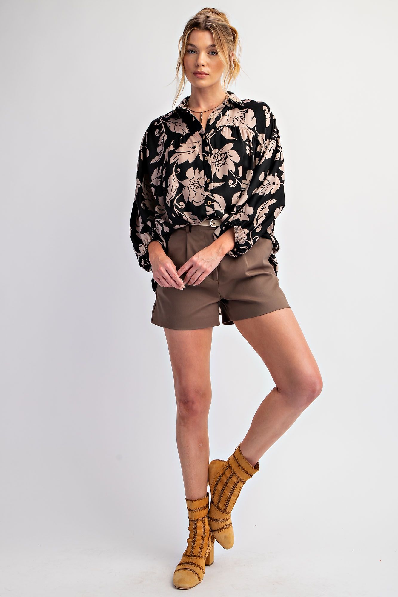 Coming Around Bubble Sleeve Satin Top - Buttercup Lynne Boutique