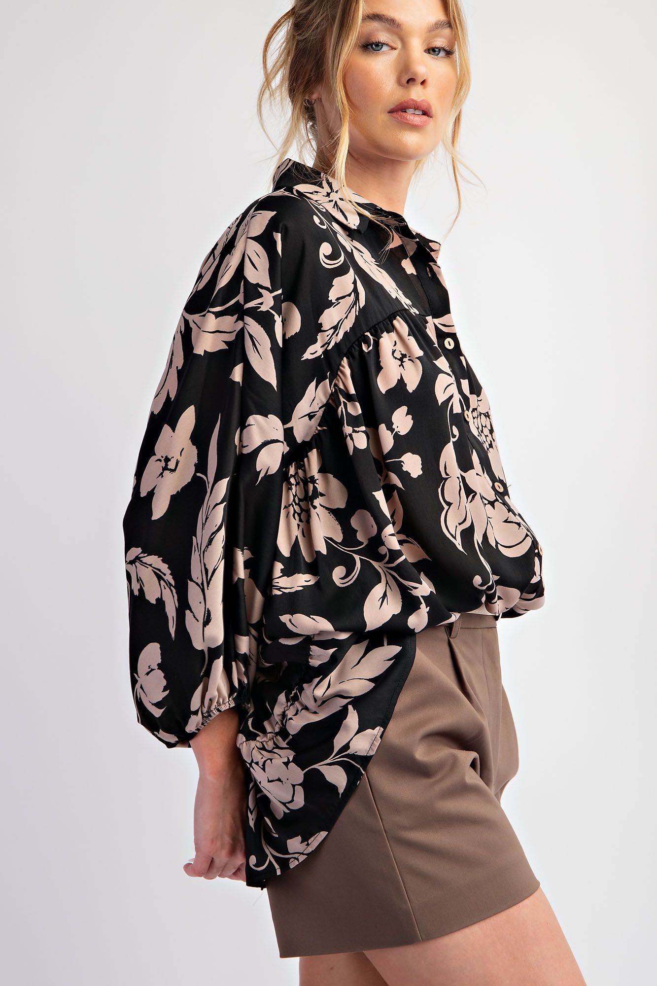 Coming Around Bubble Sleeve Satin Top - Buttercup Lynne Boutique