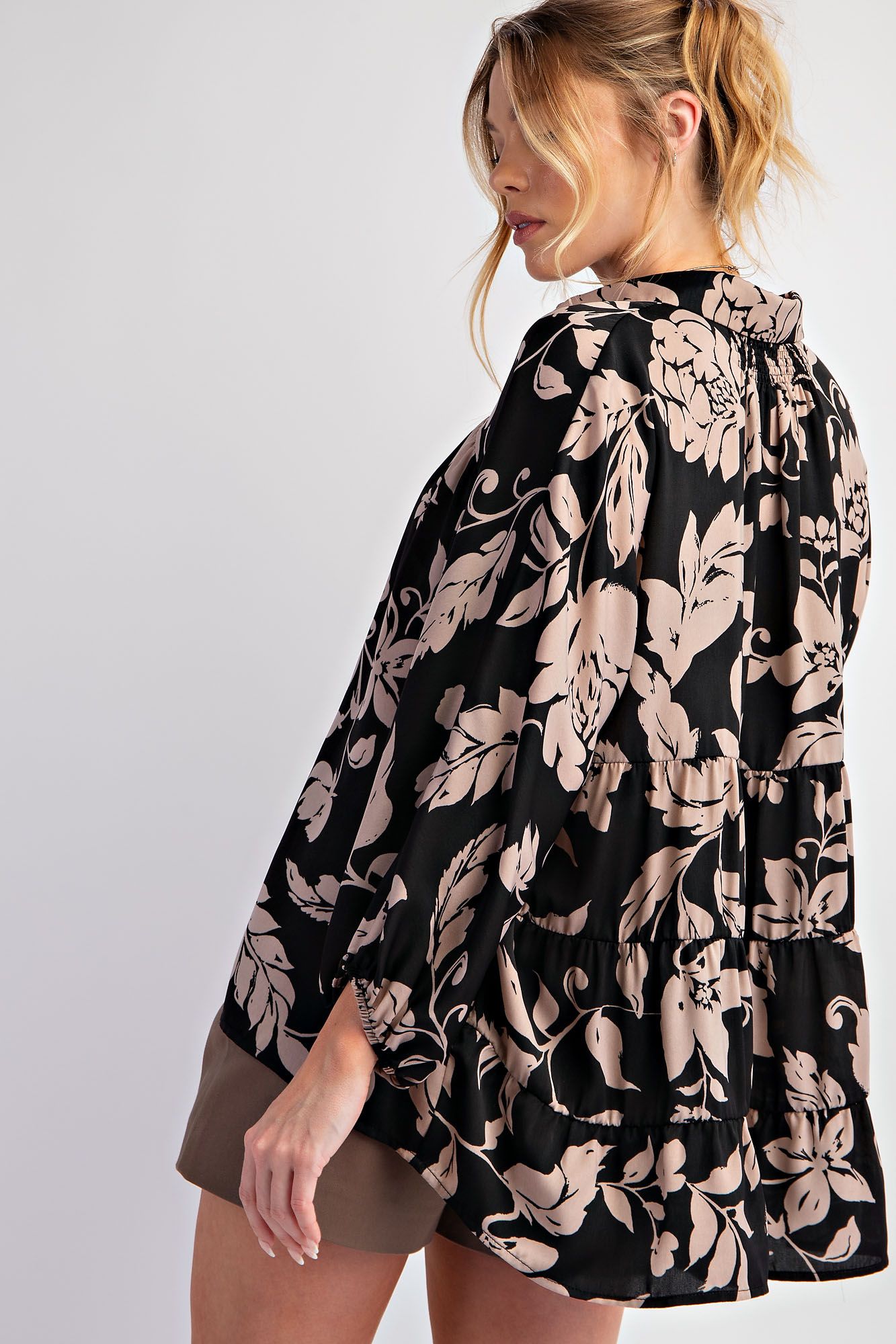 Coming Around Bubble Sleeve Satin Top - Buttercup Lynne Boutique