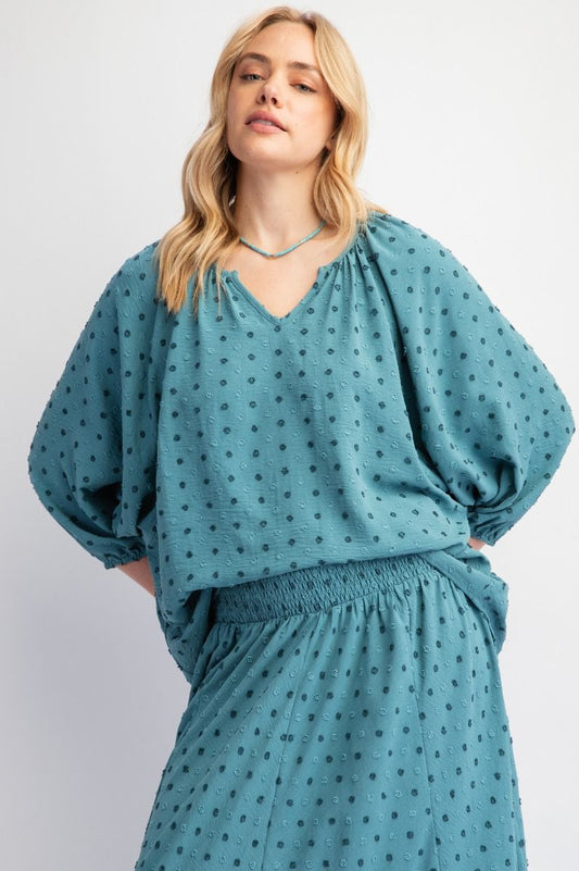 Easel Pom Pom Dolman Sleeve Top