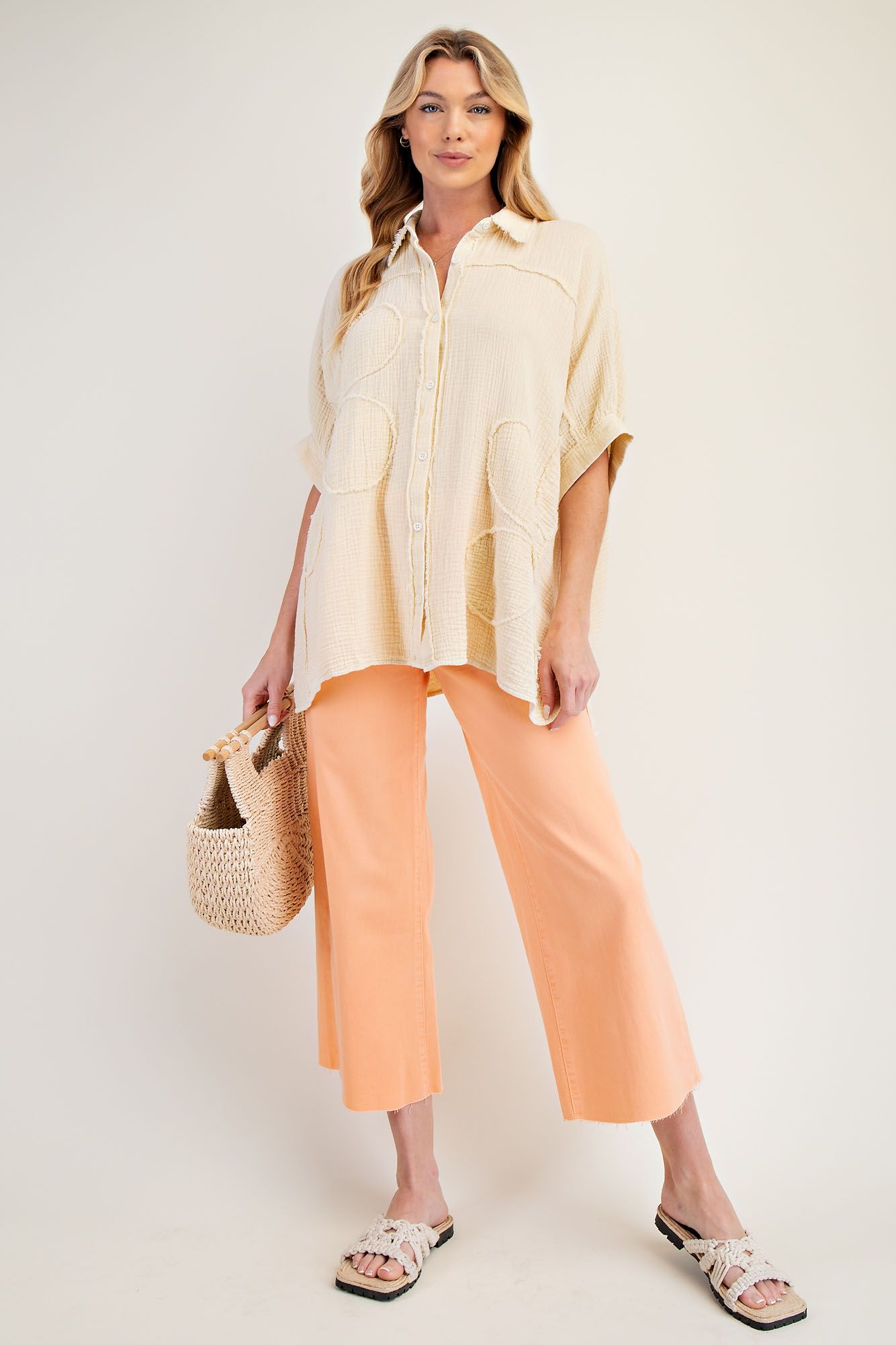 Flower Patch Gauze Shirt - Buttercup Lynne Boutique