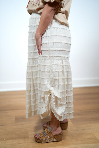 Ivory Maxi Ruffle Skirt - Buttercup Lynne Boutique