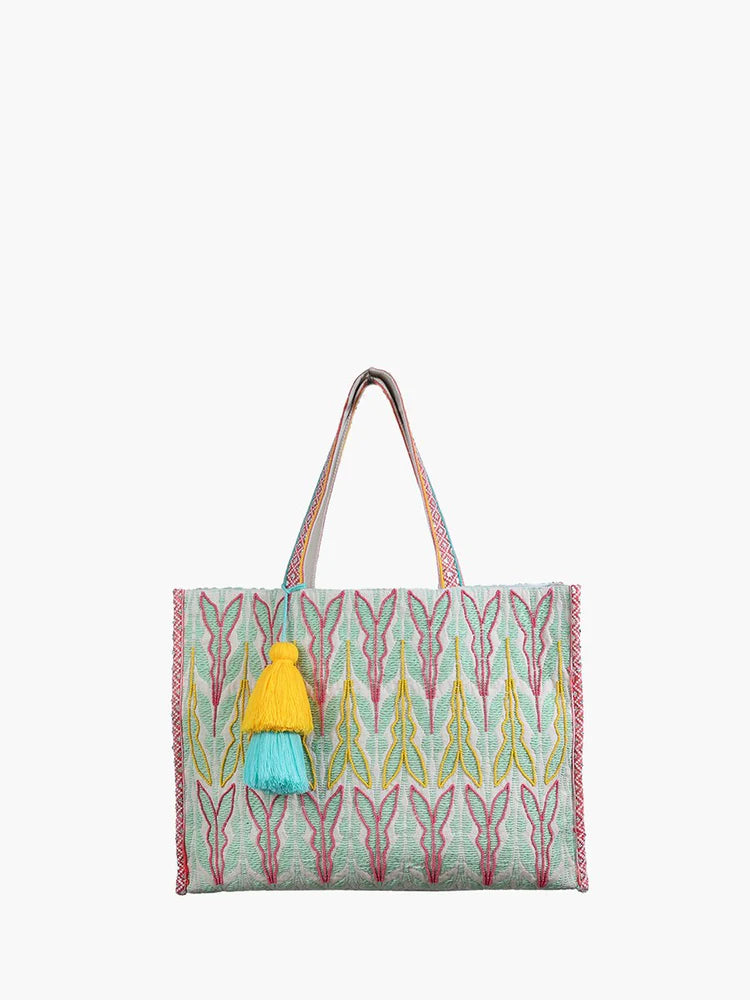 Boho Tote - Sage and Pink - Buttercup Lynne Boutique