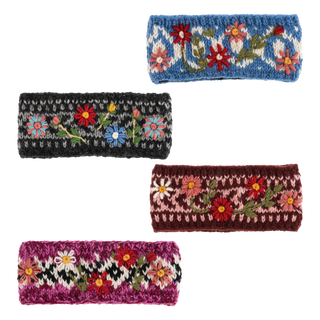 Winter Blooms Embroidered Wool Headband