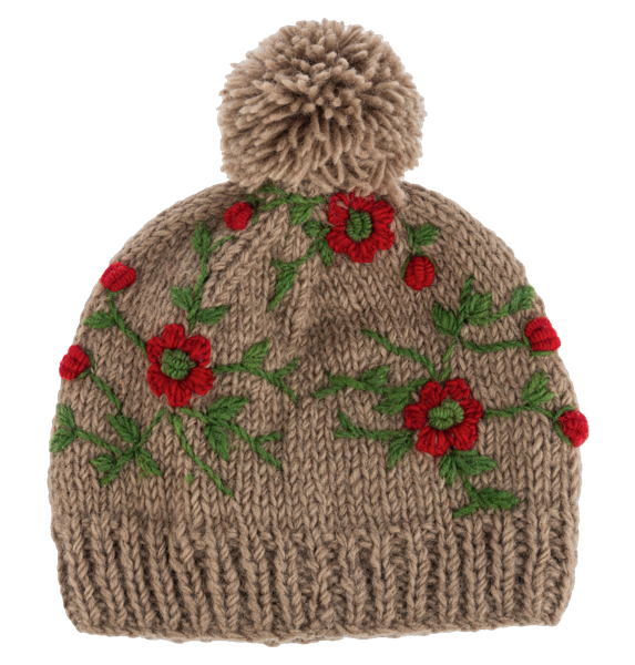 Embroidered Beanie w/Pom-Pom