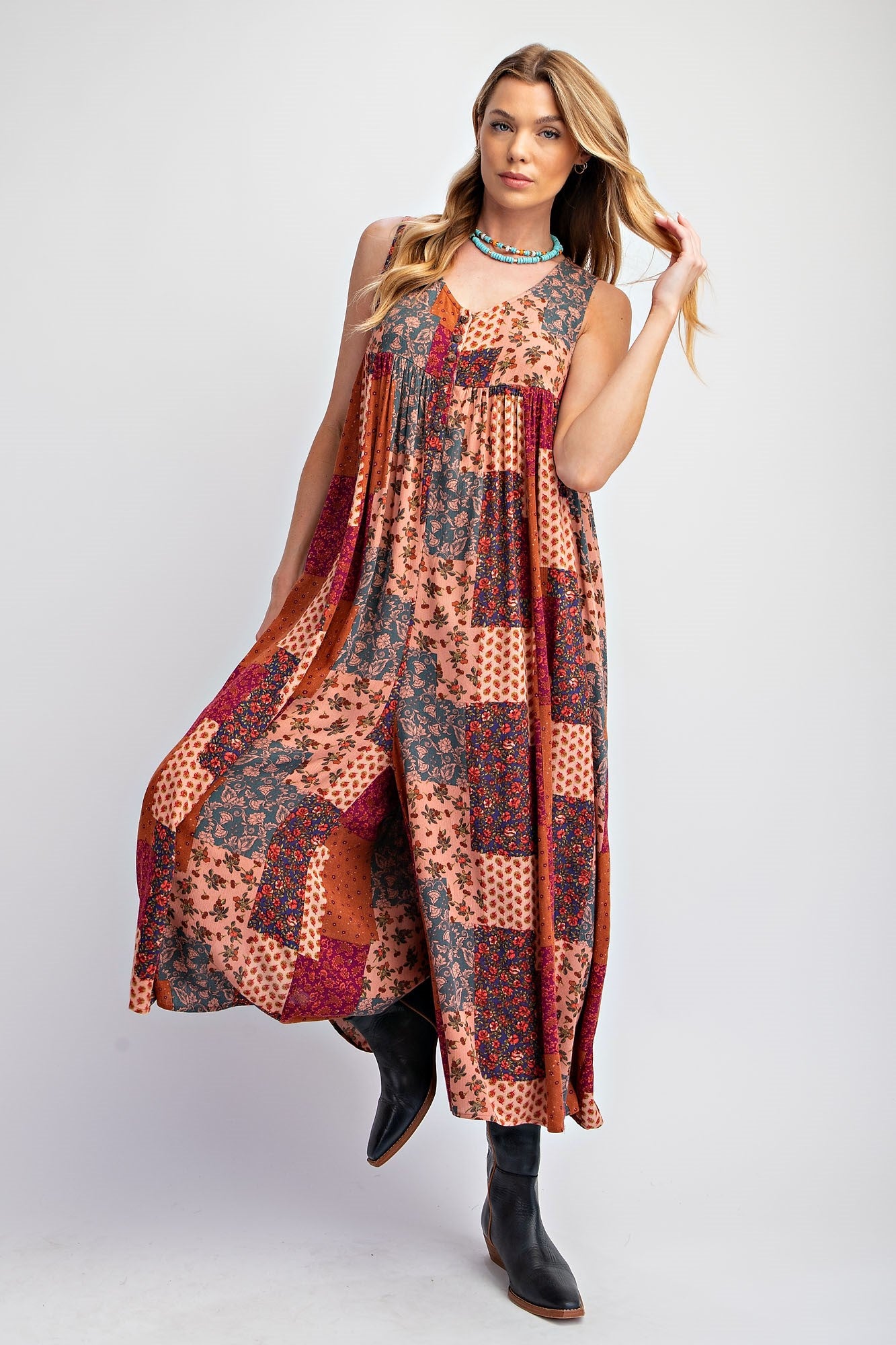 Lead The Way Patchwork Print Jumpsuit - Buttercup Lynne Boutique