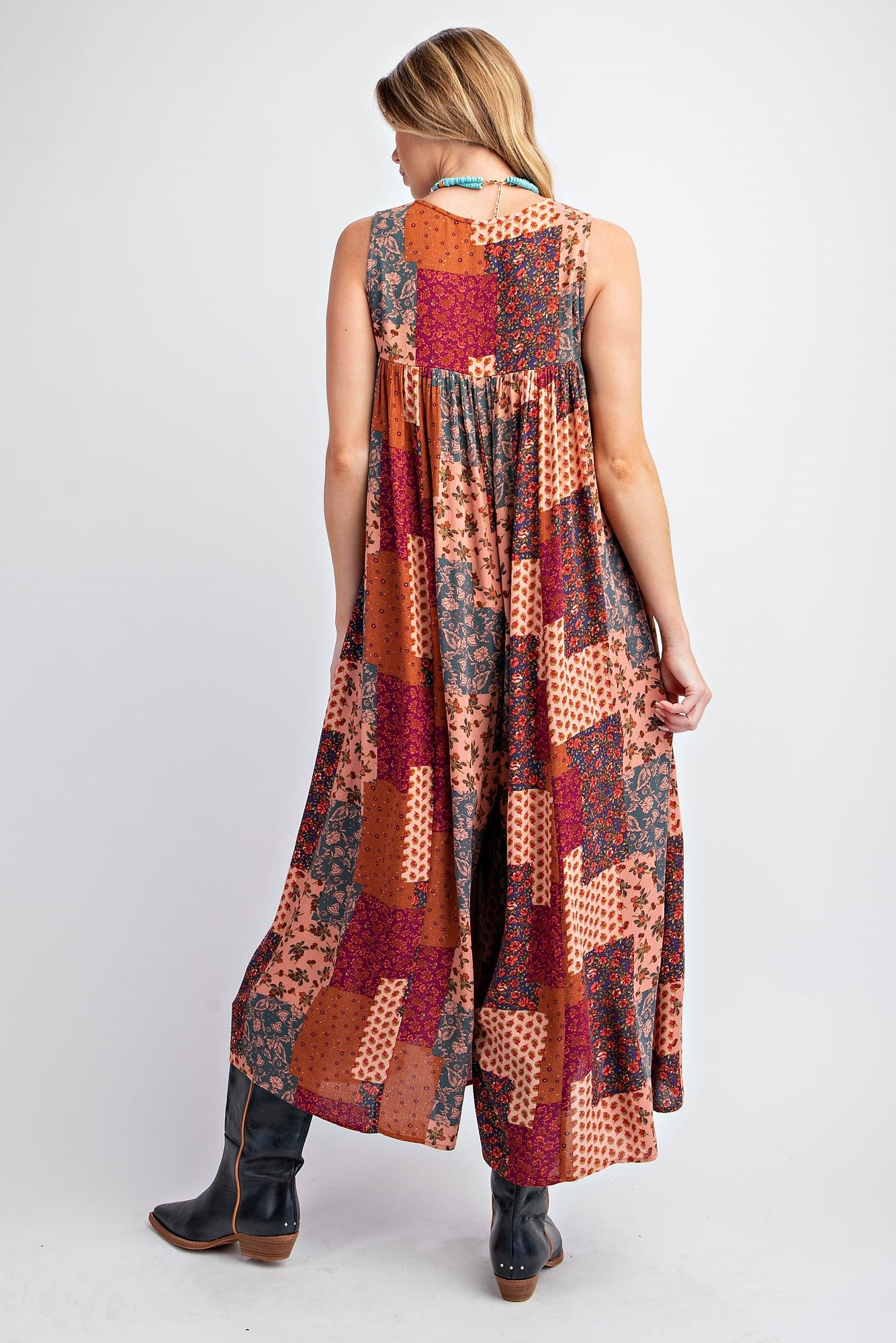 Lead The Way Patchwork Print Jumpsuit - Buttercup Lynne Boutique