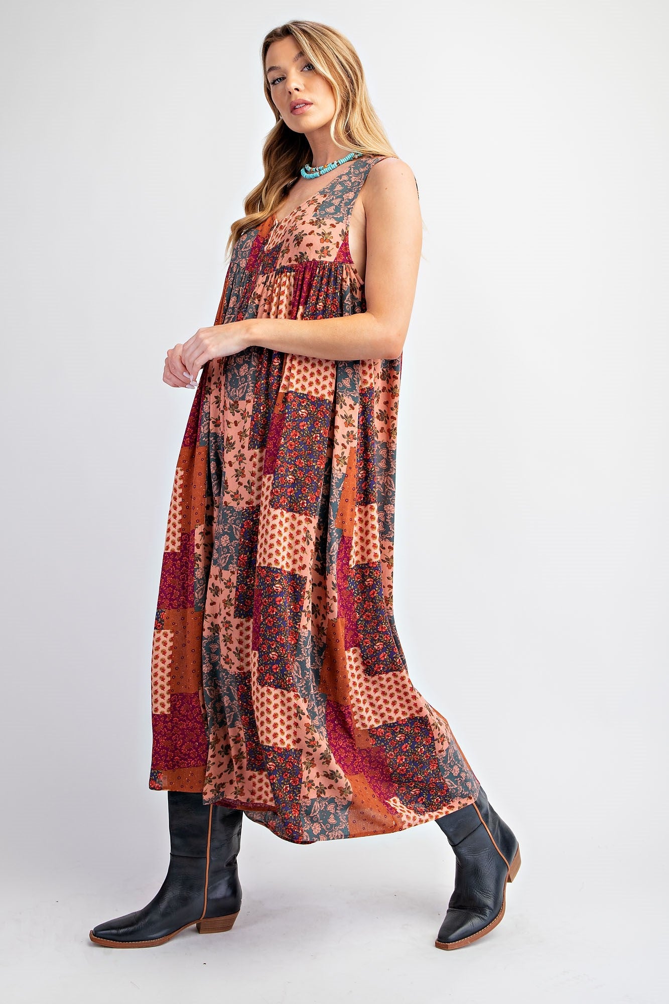 Lead The Way Patchwork Print Jumpsuit - Buttercup Lynne Boutique