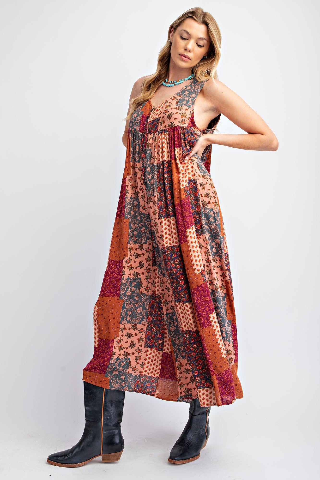 Lead The Way Patchwork Print Jumpsuit - Buttercup Lynne Boutique