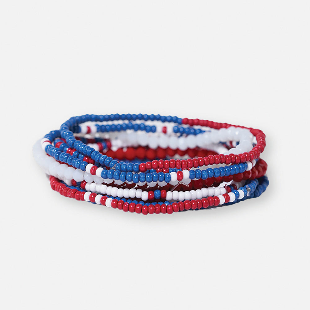 Sage Mixed Stripe Beaded Stretch Bracelets - Buttercup Lynne Boutique