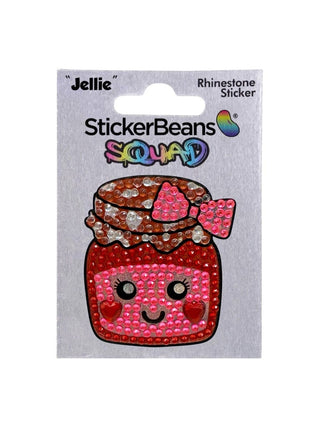 StickerBeans Squad Jellie rhinestone sticker featuring a cute kawaii jelly jar character