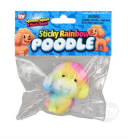 Sticky Rainbow Poodle toy in packaging with blue label