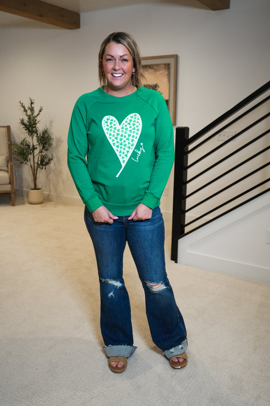 Lucky Shamrock Heart Crewneck Sweatshirt