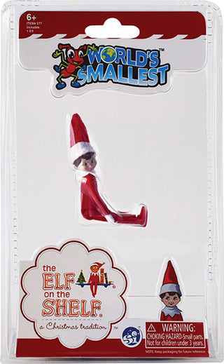 World's Smallest Elf on the Shelf miniature toy in red and white outfit