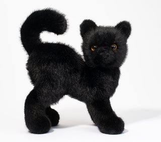 Douglas Scaredy Black Cat plush toy standing with arched back and raised tail